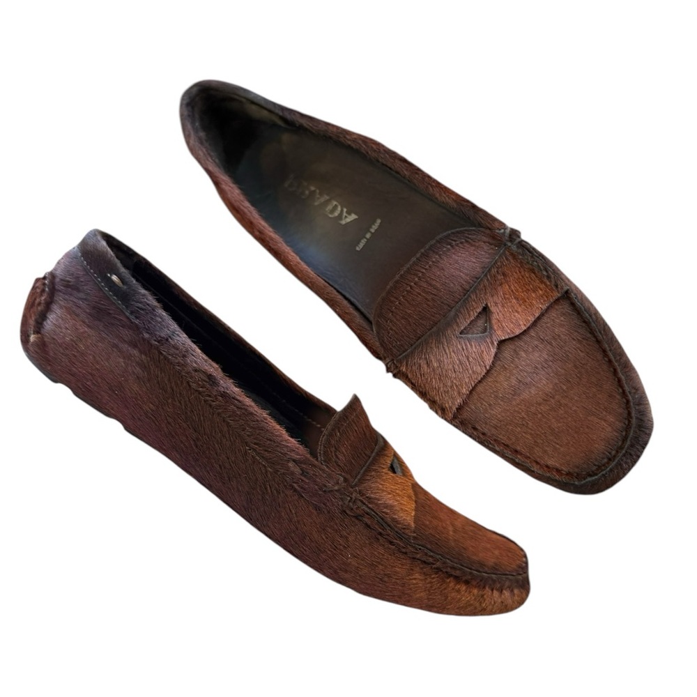 Prada Loafers Pony Hair Leather Brown